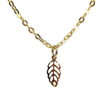 Stainless Steel Delicate Hollow Leaf Gold Necklace