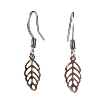 Stainless Steel Delicate Hollow Leaf Silver Earrings