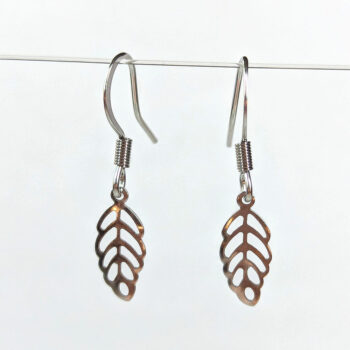 Stainless Steel Delicate Hollow Leaf Silver Earrings - Image 5