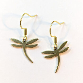 Stainless Steel Dainty Dragonfly Gold Earrings - Image 3