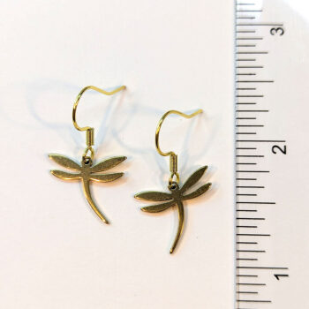 Stainless Steel Dainty Dragonfly Gold Earrings - Image 2