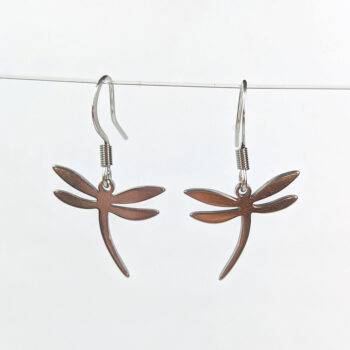 Stainless Steel Dainty Dragonfly Silver Earrings - Image 5