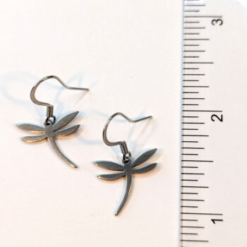 Stainless Steel Dainty Dragonfly Silver Earrings - Image 2