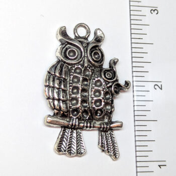 Owl Mom and Baby Pendant Antique Silver - Image 2