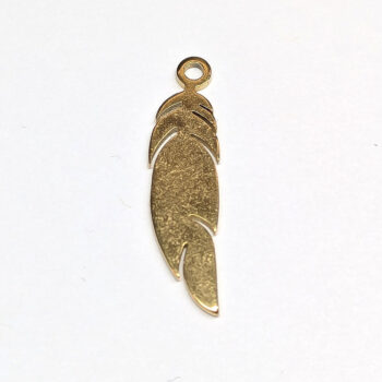 Stainless Steel Solid Leaf Feather Charm Gold