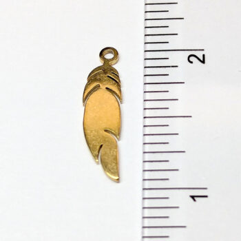 Stainless Steel Solid Leaf Feather Charm Gold - Image 2