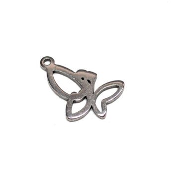 Stainless Steel Delicate Hollow Angle Butterfly Charm Silver