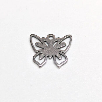 Stainless Steel Delicate Hollow Butterfly Charm Silver