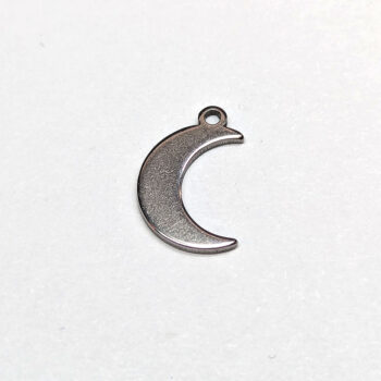 Stainless Steel Delicate Solid Moon Charm Silver