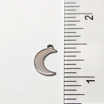 Stainless Steel Delicate Solid Moon Charm Silver - Image 2