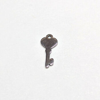 Stainless Steel Delicate Solid Key Charm Silver