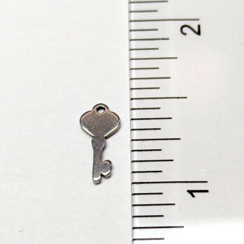 Stainless Steel Delicate Solid Key Charm Silver - Image 2