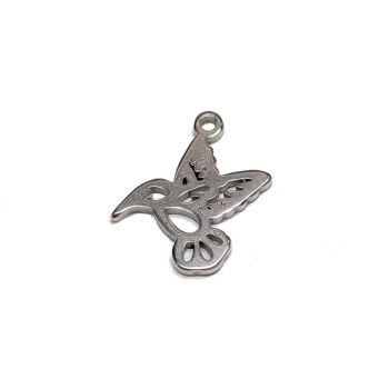 Stainless Steel Delicate Hollow Hummingbird Bird Charm Silver