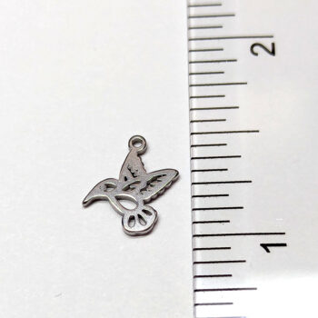 Stainless Steel Delicate Hollow Hummingbird Bird Charm Silver - Image 2