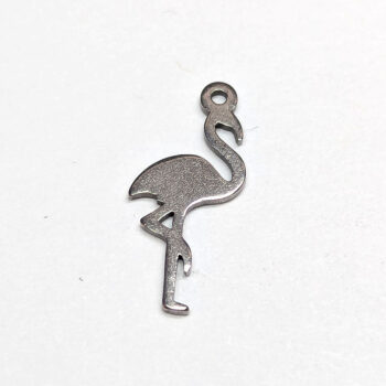 Stainless Steel Delicate Solid Flamingo Bird Charm Silver