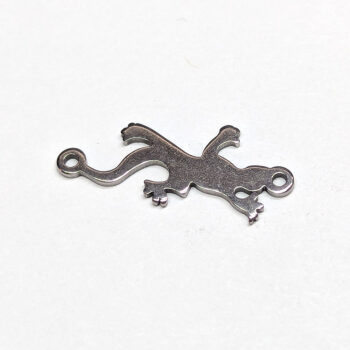 Stainless Steel Delicate Solid Gecko Lizard Connector Charm Silver