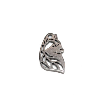 Stainless Steel Delicate Hollow Dog Head Charm Silver