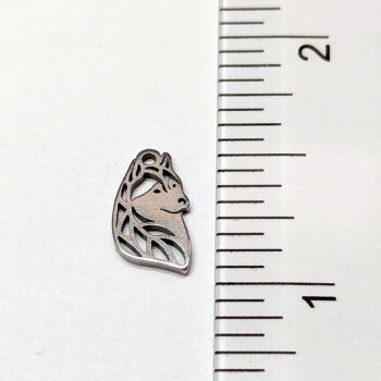 Stainless Steel Delicate Hollow Dog Head Charm Silver - Image 2