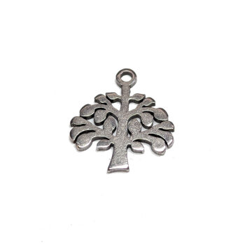 Stainless Steel Delicate Modern Tree of Life Charm Silver