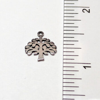 Stainless Steel Delicate Modern Tree of Life Charm Silver - Image 2