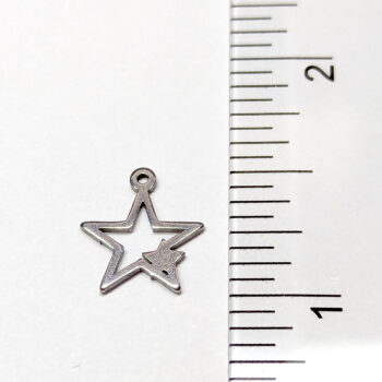 Stainless Steel Delicate Solid Hollow Double Star Silver - Image 2