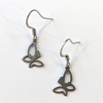 Stainless Steel Delicate Hollow Angle Butterfly Silver Earrings - Image 3