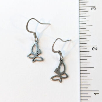 Stainless Steel Delicate Hollow Angle Butterfly Silver Earrings - Image 2