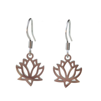 Stainless Steel Hollow Lotus Flower Silver Earrings