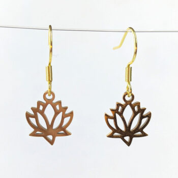 Stainless Steel Hollow Lotus Flower Gold Earrings - Image 2