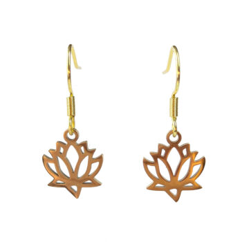 Stainless Steel Hollow Lotus Flower Gold Earrings