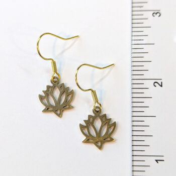 Stainless Steel Hollow Lotus Flower Gold Earrings - Image 3