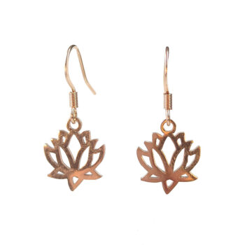 Stainless Steel Hollow Lotus Flower Rose Gold Earrings