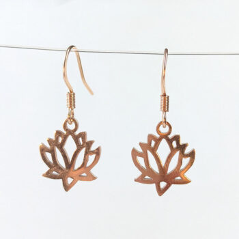 Stainless Steel Hollow Lotus Flower Rose Gold Earrings - Image 5