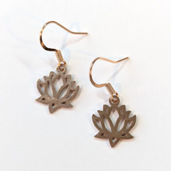 Stainless Steel Hollow Lotus Flower Rose Gold Earrings - Image 3