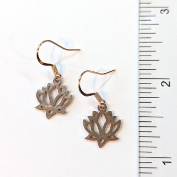 Stainless Steel Hollow Lotus Flower Rose Gold Earrings - Image 2