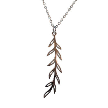 Stainless Steel Leaf Leaves Branch Silver Necklace