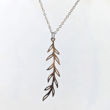 Stainless Steel Leaf Leaves Branch Silver Necklace - Image 6