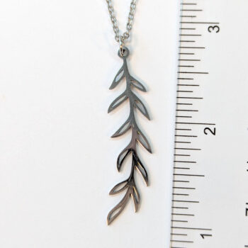 Stainless Steel Leaf Leaves Branch Silver Necklace - Image 5