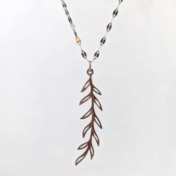 Stainless Steel Leaf Leaves Branch Silver Necklace - Image 3