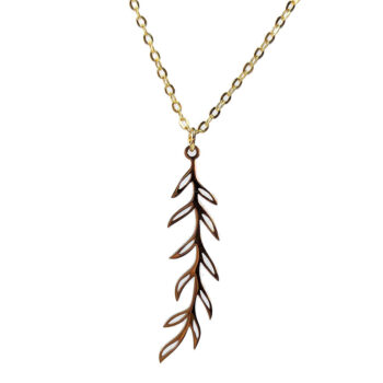 Stainless Steel Leaf Leaves Branch Gold Necklace