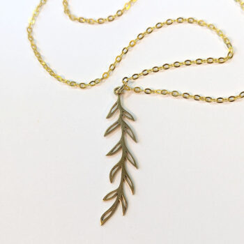 Stainless Steel Leaf Leaves Branch Gold Necklace - Image 4