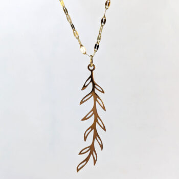 Stainless Steel Leaf Leaves Branch Gold Necklace - Image 3