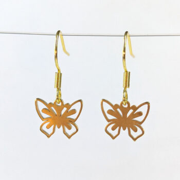 Stainless Steel Delicate Hollow Butterfly Charm Gold Earrings - Image 5