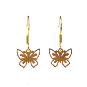 Stainless Steel Delicate Hollow Butterfly Charm Gold Earrings