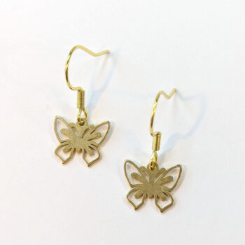 Stainless Steel Delicate Hollow Butterfly Charm Gold Earrings - Image 3