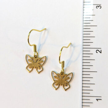 Stainless Steel Delicate Hollow Butterfly Charm Gold Earrings - Image 2