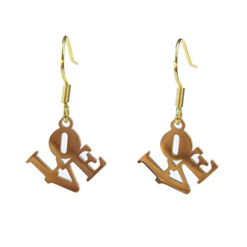 Stainless Steel Angle LOVE Charm Gold Earrings