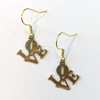 Stainless Steel Angle LOVE Charm Gold Earrings - Image 3