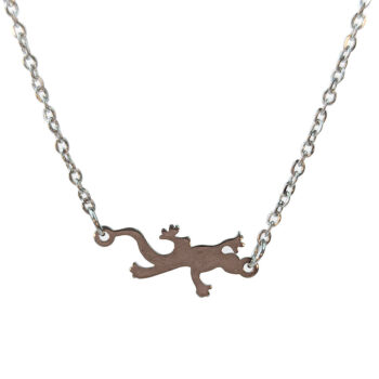 Stainless Steel Delicate Solid Gecko Lizard Connector Necklace