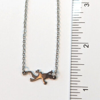 Stainless Steel Delicate Solid Gecko Lizard Connector Necklace - Image 3